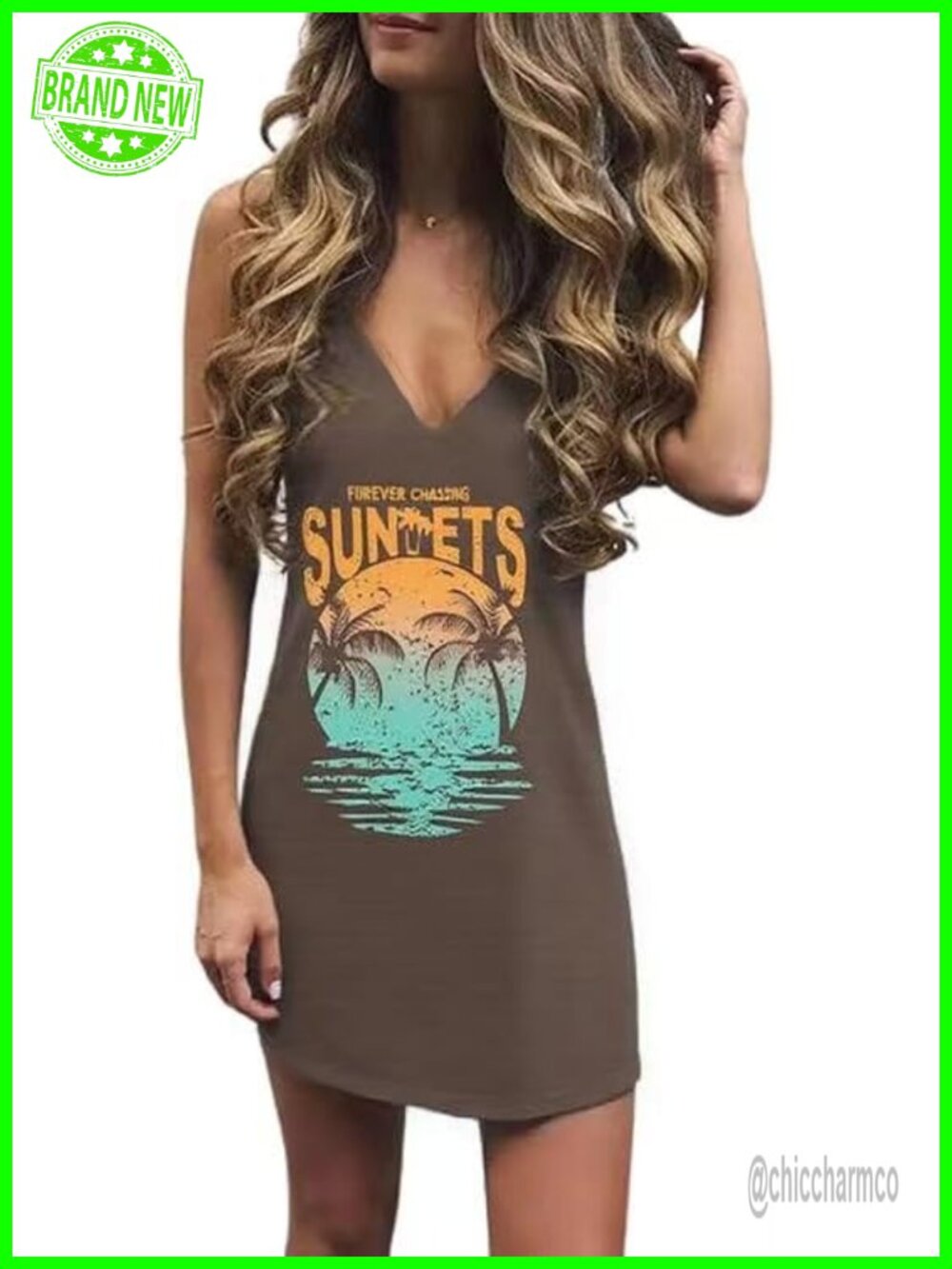 Sleeveless V Neck Mini Dress Cotton Blend Casual Beach Summer Women's
